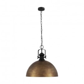 Eglo-COMBWICH H/L 1X60W E27 BLACK STEEL & BRNZ GLD - Large Pendant